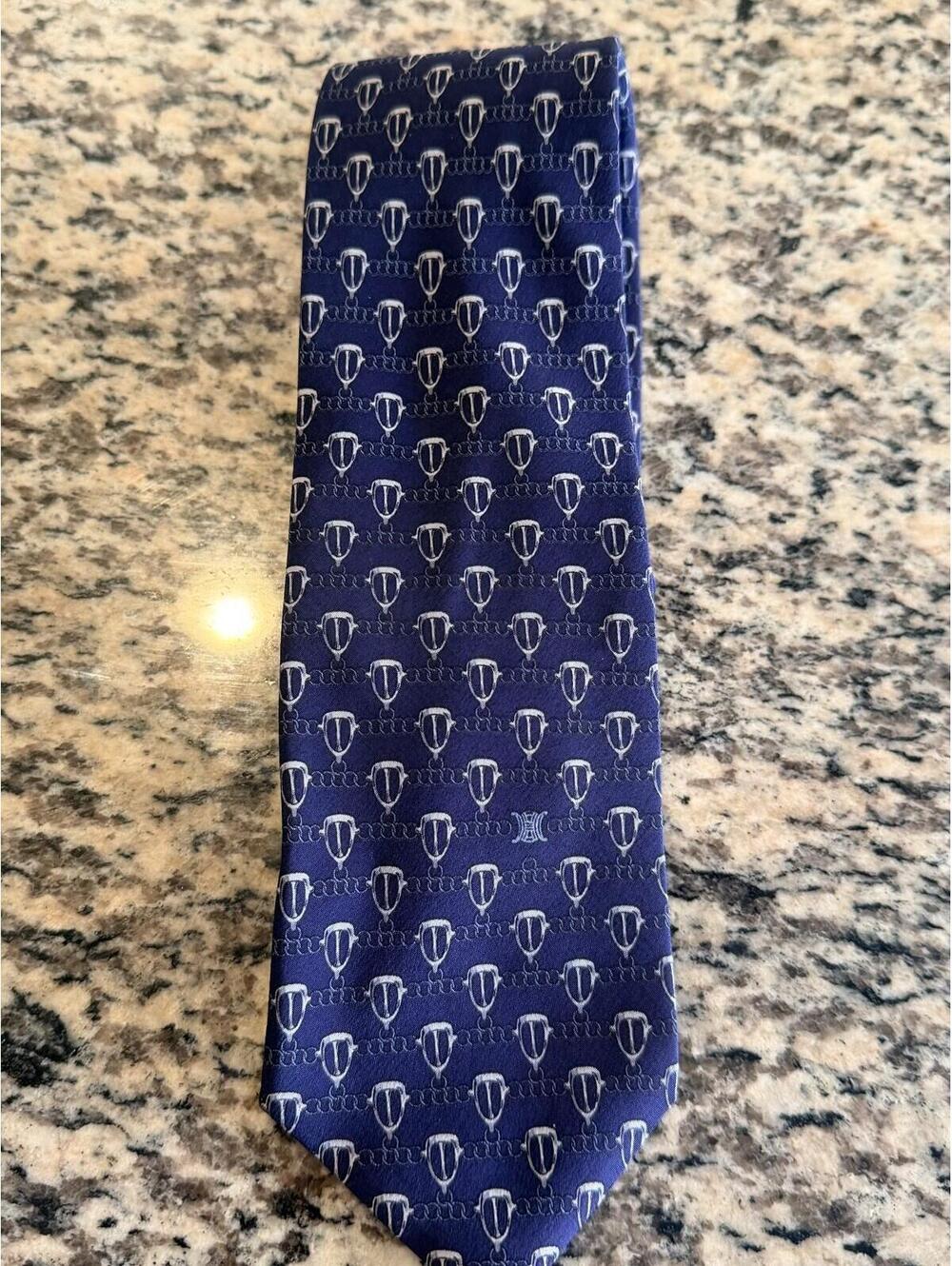 CELINE GEOMETRIC LOGO PRINT NECK TIE